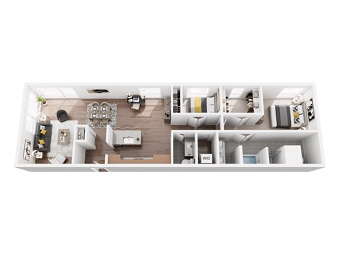 Floor plan for 2 beds, 2 baths, 1497 sqft